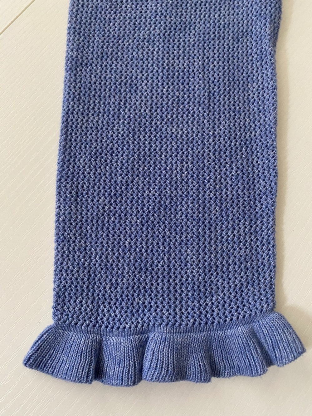 J.McLaughlin Blue 100% Cotton Ruffle Sleeve Trims Sweater Size Extra Large - Picture 6 of 11